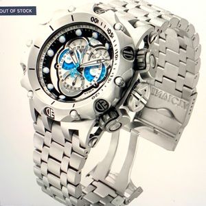 Invicta Hybrid Reserve Chronograph Silver and Black Dial Stainless Steel Watch